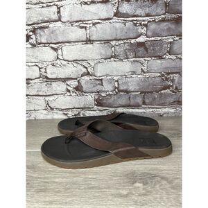 Reef Brown Leather Casual Beach Flip Flops Thong Sandals Men Sz 9M US/42EU